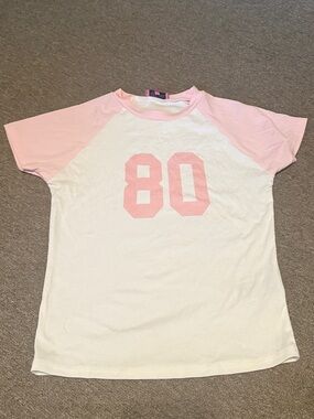 Edikted Pink & White '80' Raglan Tee